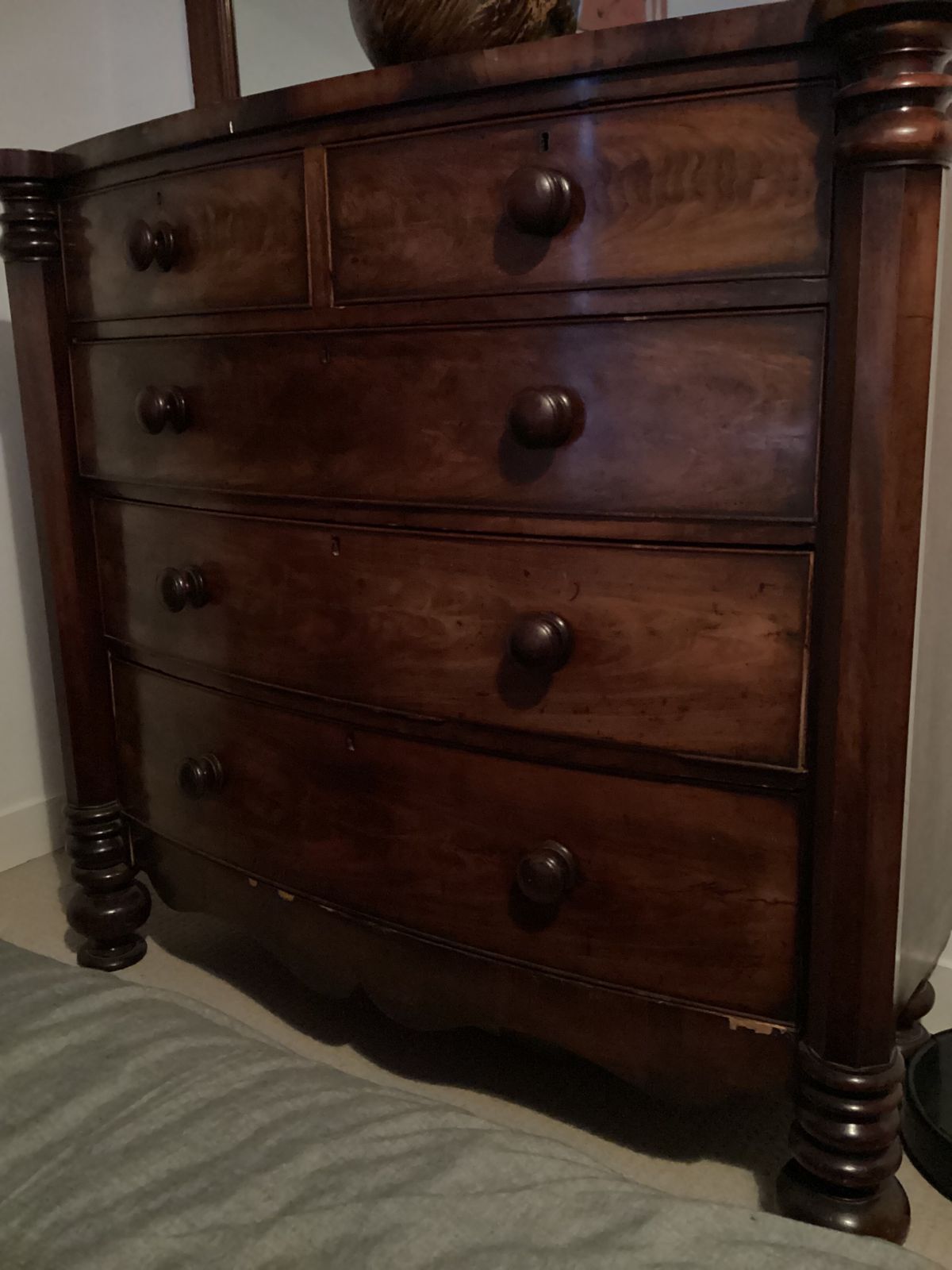 Early Victorian Bow Fronted Chest Of Drawers photo Furniture