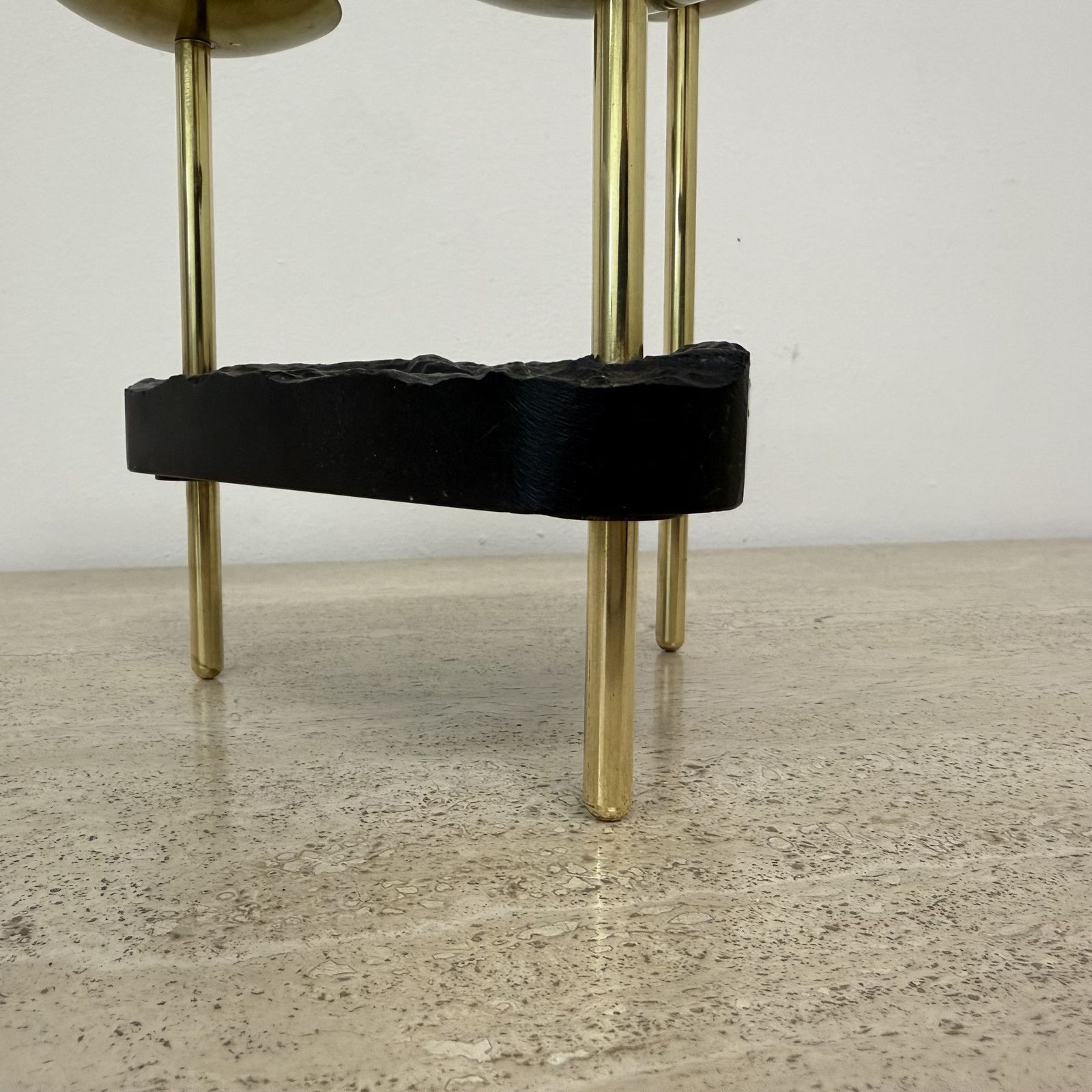 Mid Century Candle Holder Brass And Lucite , 1970s photo vinterior