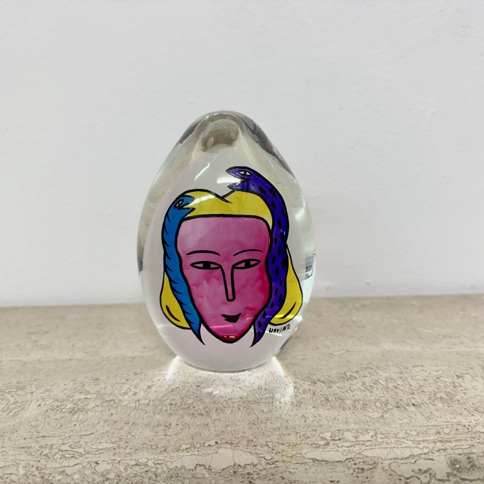 Ulrica Hydman Vallien Hand Painted Paperweight, 1990's photo for sale