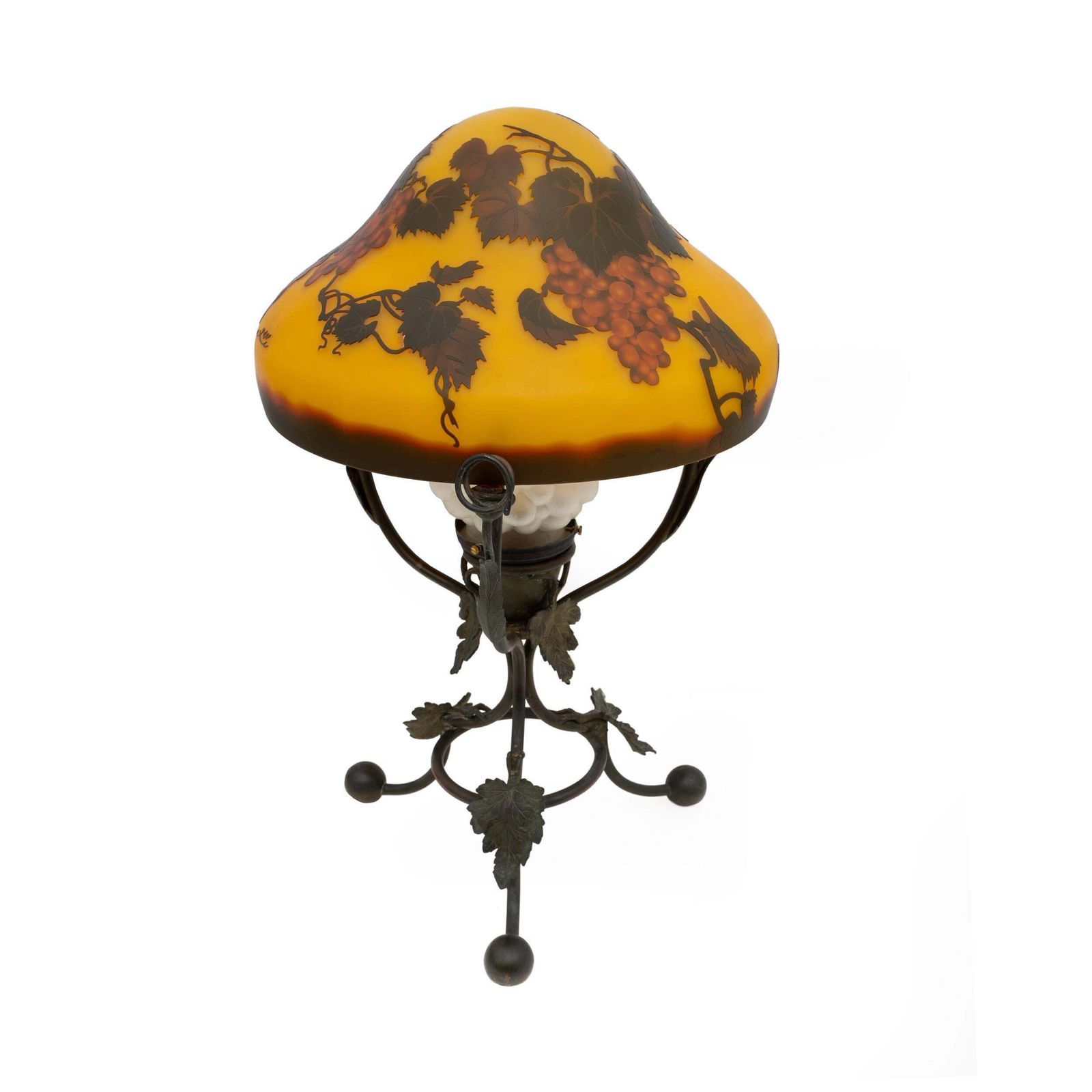 émile Gallé Art Nouveau Cameo Bulb Glass And Bronze Table Lamp, France 1900 photo Lighting