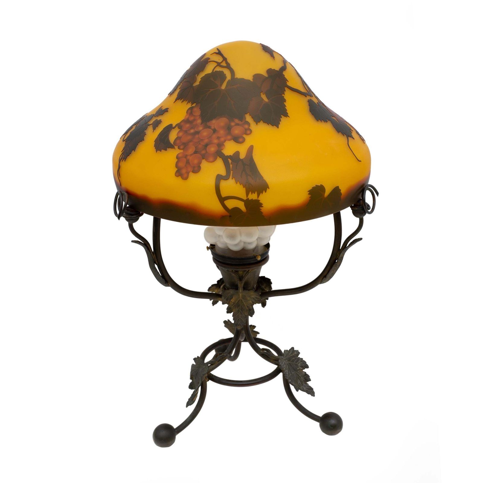 émile Gallé Art Nouveau Cameo Bulb Glass And Bronze Table Lamp, France 1900 photo 4085.0