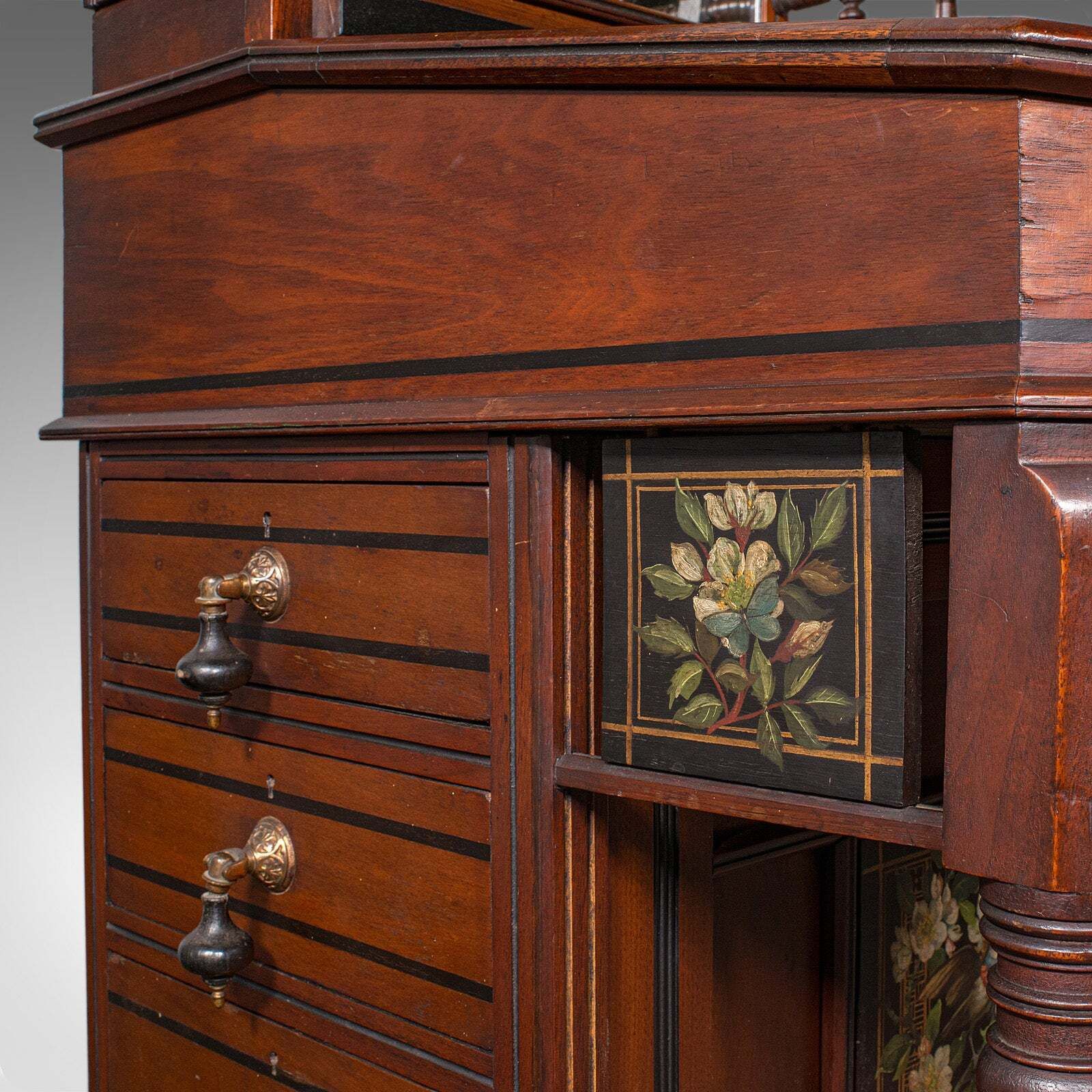 1850.0 Antique Aesthetic Period Davenport English Walnut Writing Desk Victorian photo