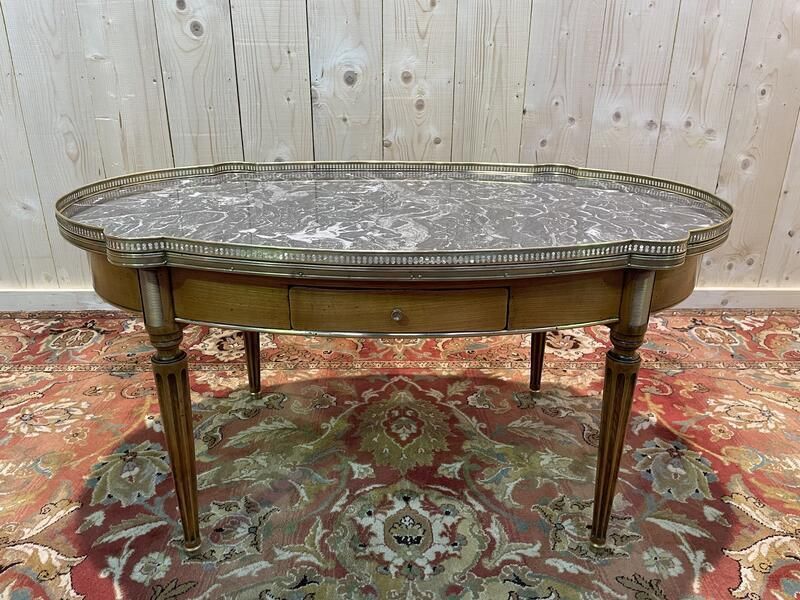 Table Basse Bouillotte De Style Louis XVI Marbre Gris photo furniture