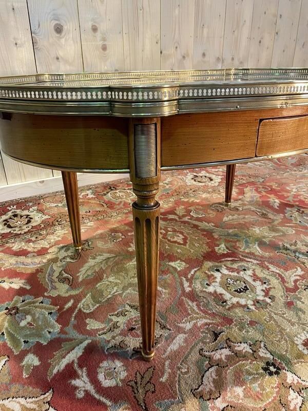 Table Basse Bouillotte De Style Louis XVI Marbre Gris photo for sale