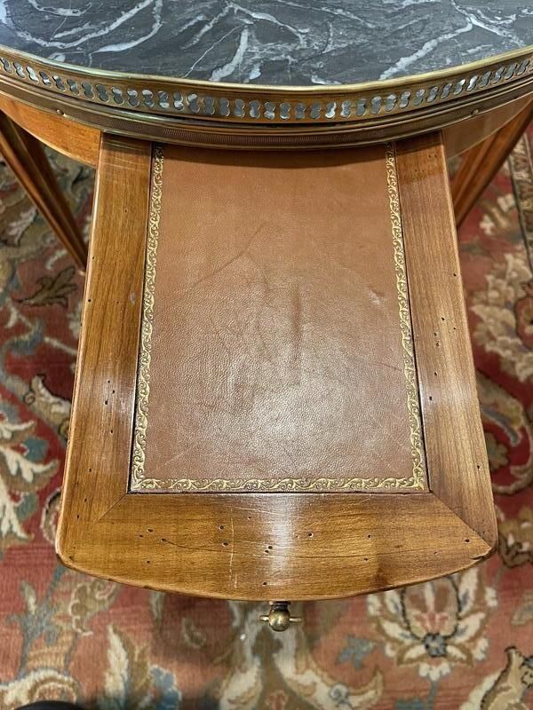 Table Basse Bouillotte De Style Louis XVI Marbre Gris photo vintage