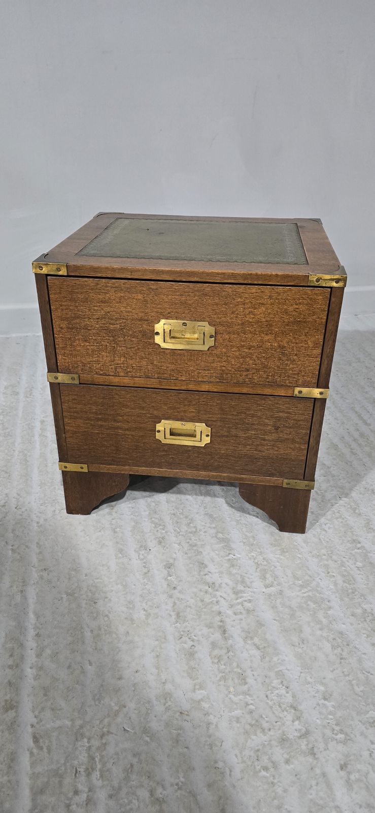 Small Campaign Bedside Lamp Chest Of Drawers photo furniture