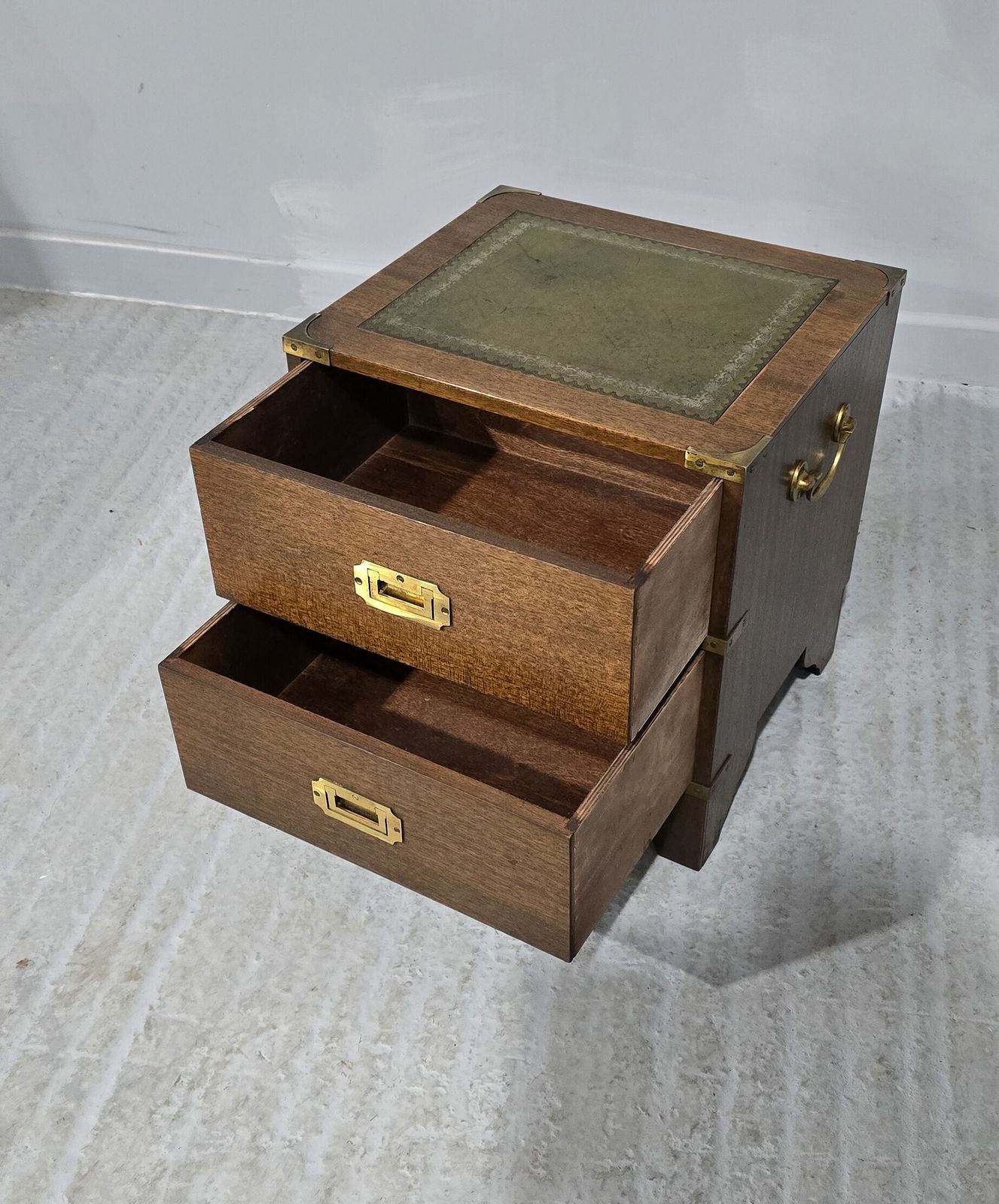 Small Campaign Bedside Lamp Chest Of Drawers photo Furniture