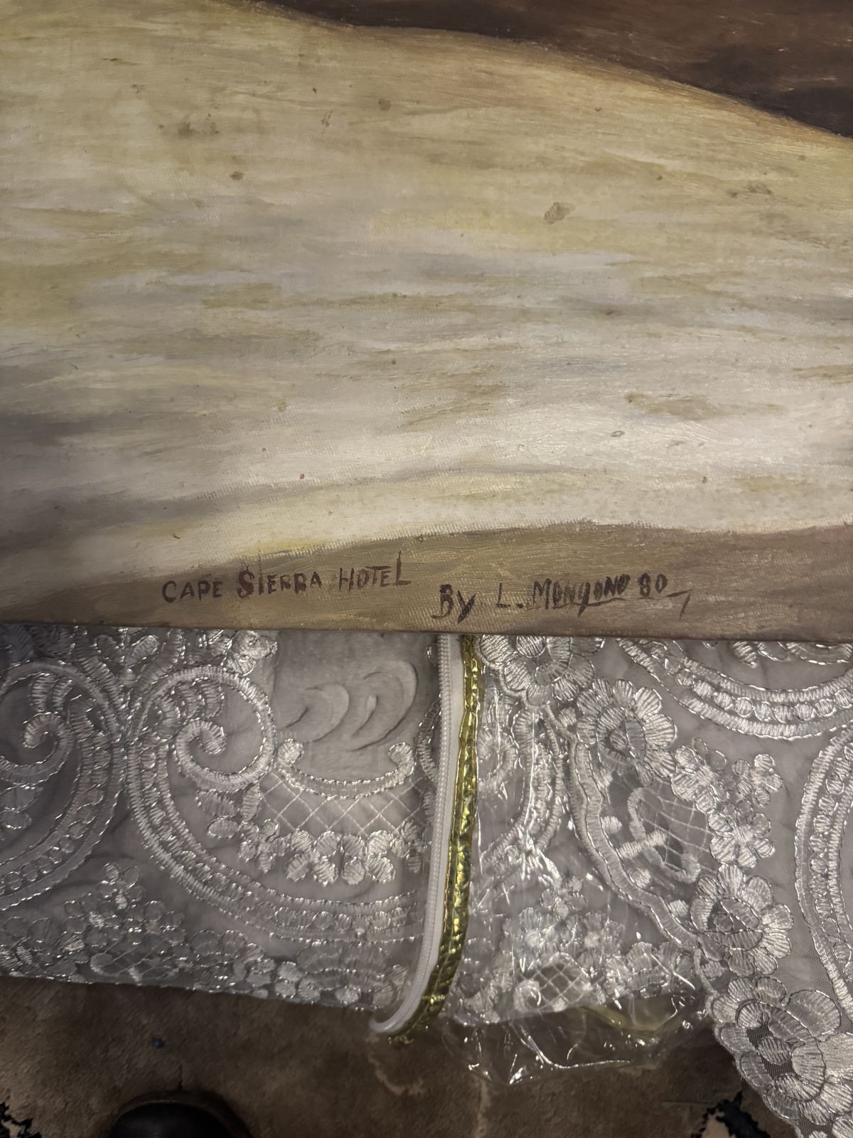 Oil Painting On Canvas By L Monyono 80 Of The Cape Sierra Hotel 35 1/2 Inches Wide By 19 Inches photo furniture