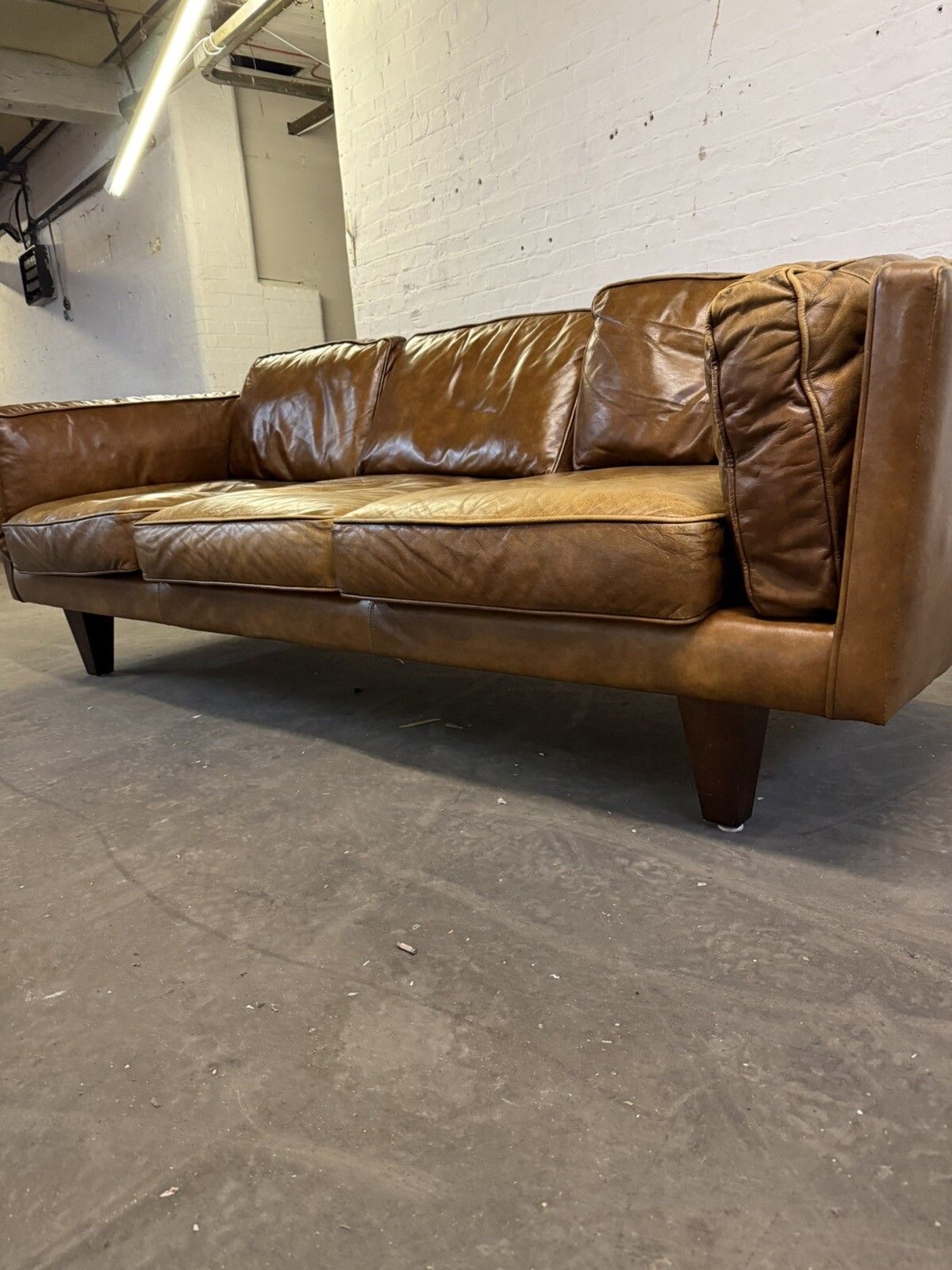 Vintage Leather Sofa & Chair Manner Of V11 Sofa By Illum Wikkelsø Heals Danish