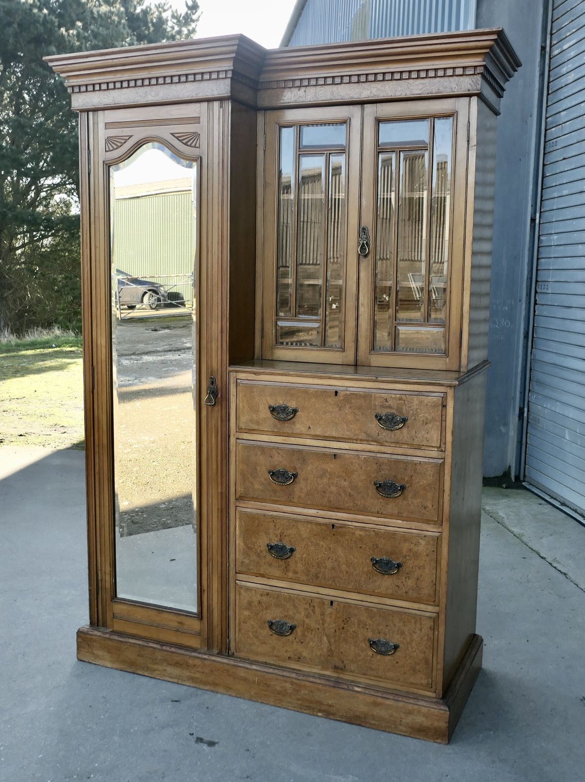 A Charming Single Wardrobe Compactum In Ash And Bur Walnut photo for sale