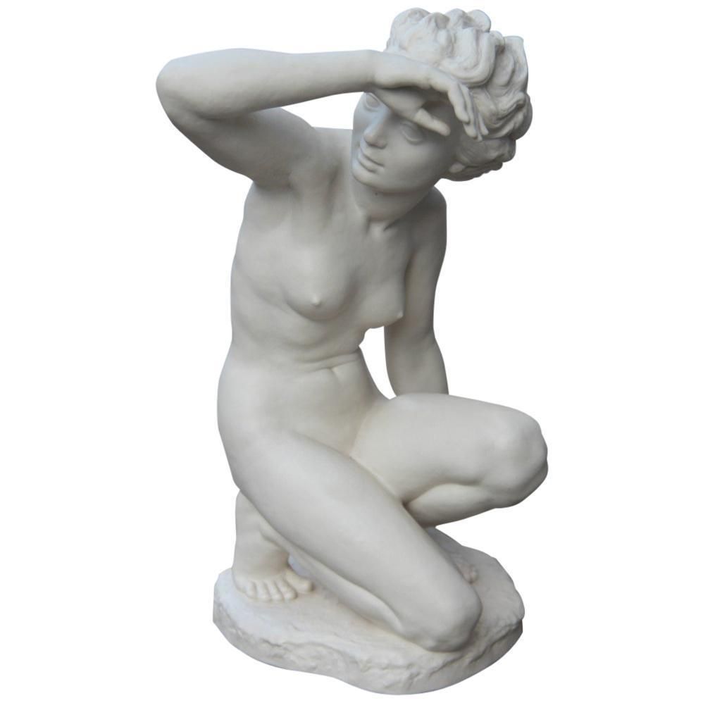 Nude Woman In Bisquit Art Deco 1930 German Manufacture Carl Werner Artist White