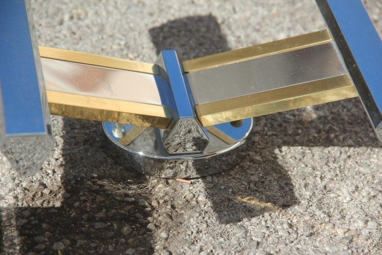 Geometric Pair Of Sconces Metal Chrome Brass Sciolari Italian Design, 1970s photo Lighting