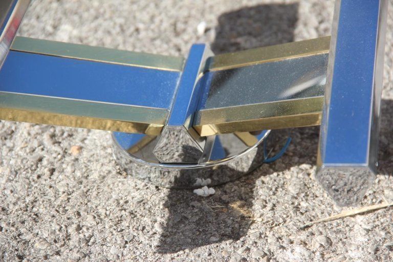 Geometric Pair Of Sconces Metal Chrome Brass Sciolari Italian Design, 1970s photo 1800.0