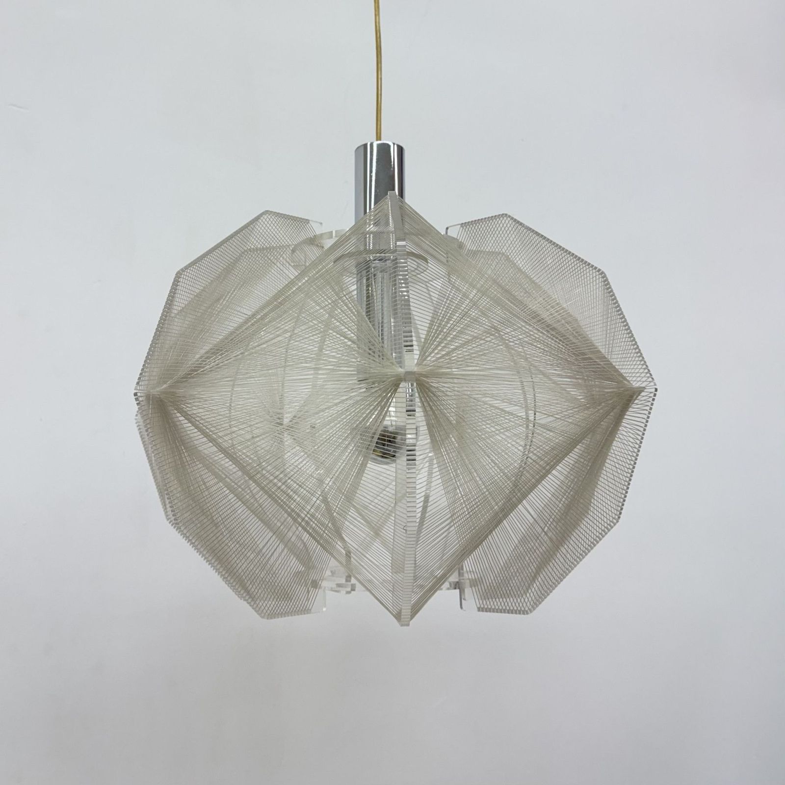 photo furniture Paul Secon Voor Sompex Hanglamp Van Helder Draad, Jaren 1970, Duitsland