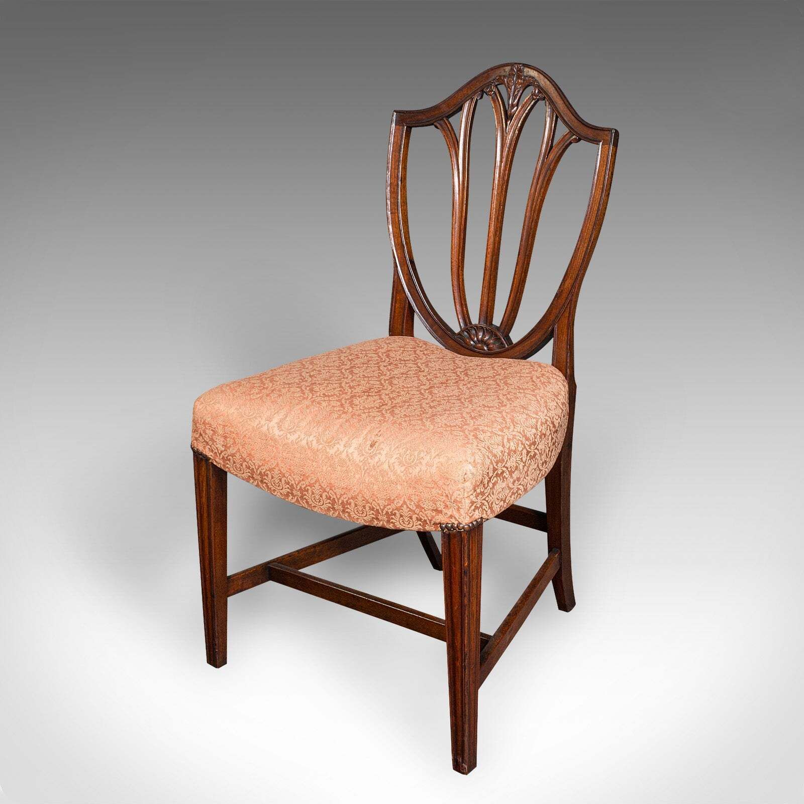 Pair Of Antique Hepplewhite Side Chairs, English, Fruitwood, Hall Seat, Georgian photo 2450.0