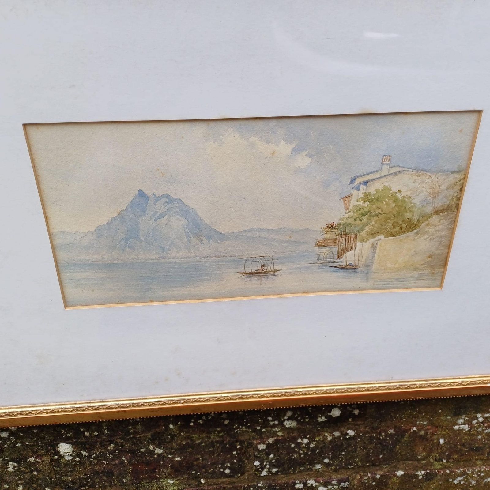 Mid Century Gilt Vintage Frame With Glass, And A Vintage Water Colour Painting (61cm X 44cm) photo furniture