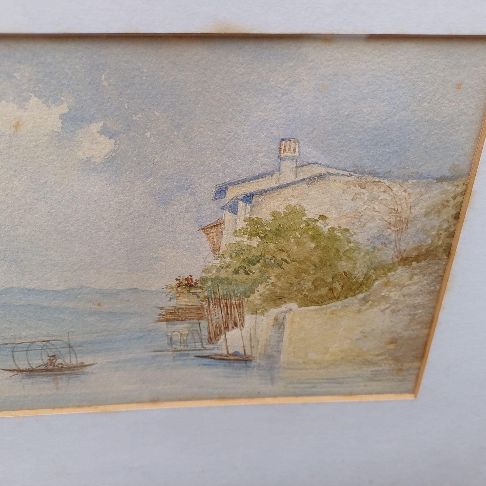 Mid Century Gilt Vintage Frame With Glass, And A Vintage Water Colour Painting (61cm X 44cm) photo Art