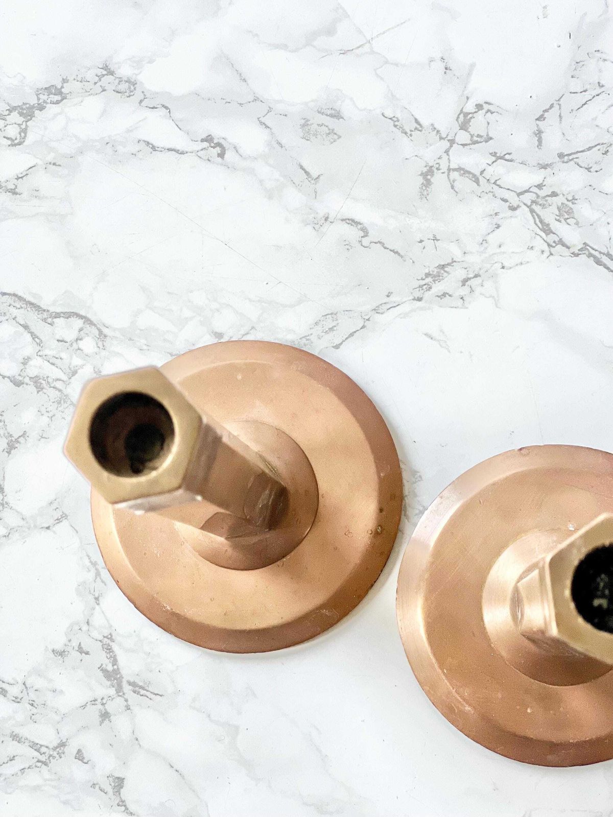 Mid Century Bronze Candlestick Pair Geometric Modernist Candlestick Holder Library Decor Mantel Decor Mad Men Style Art Deco photo Home Decor