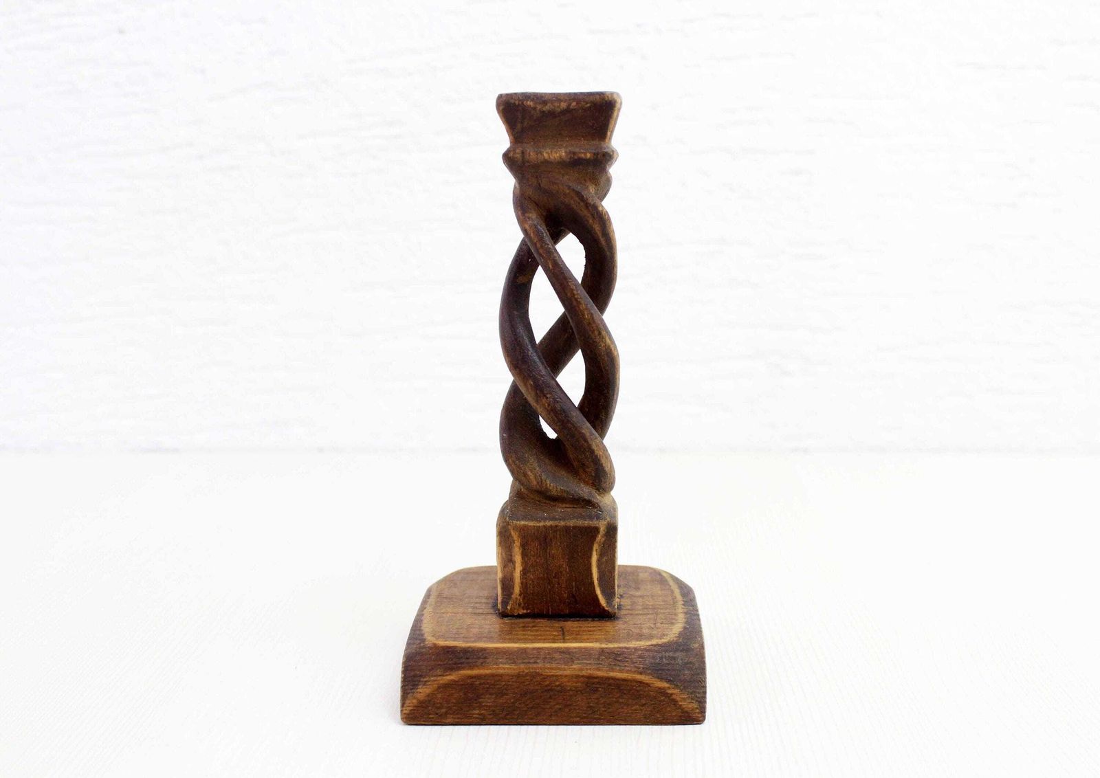 Elegant Handcrafted Turned Wooden Candle Holder, France 1950 photo furniture
