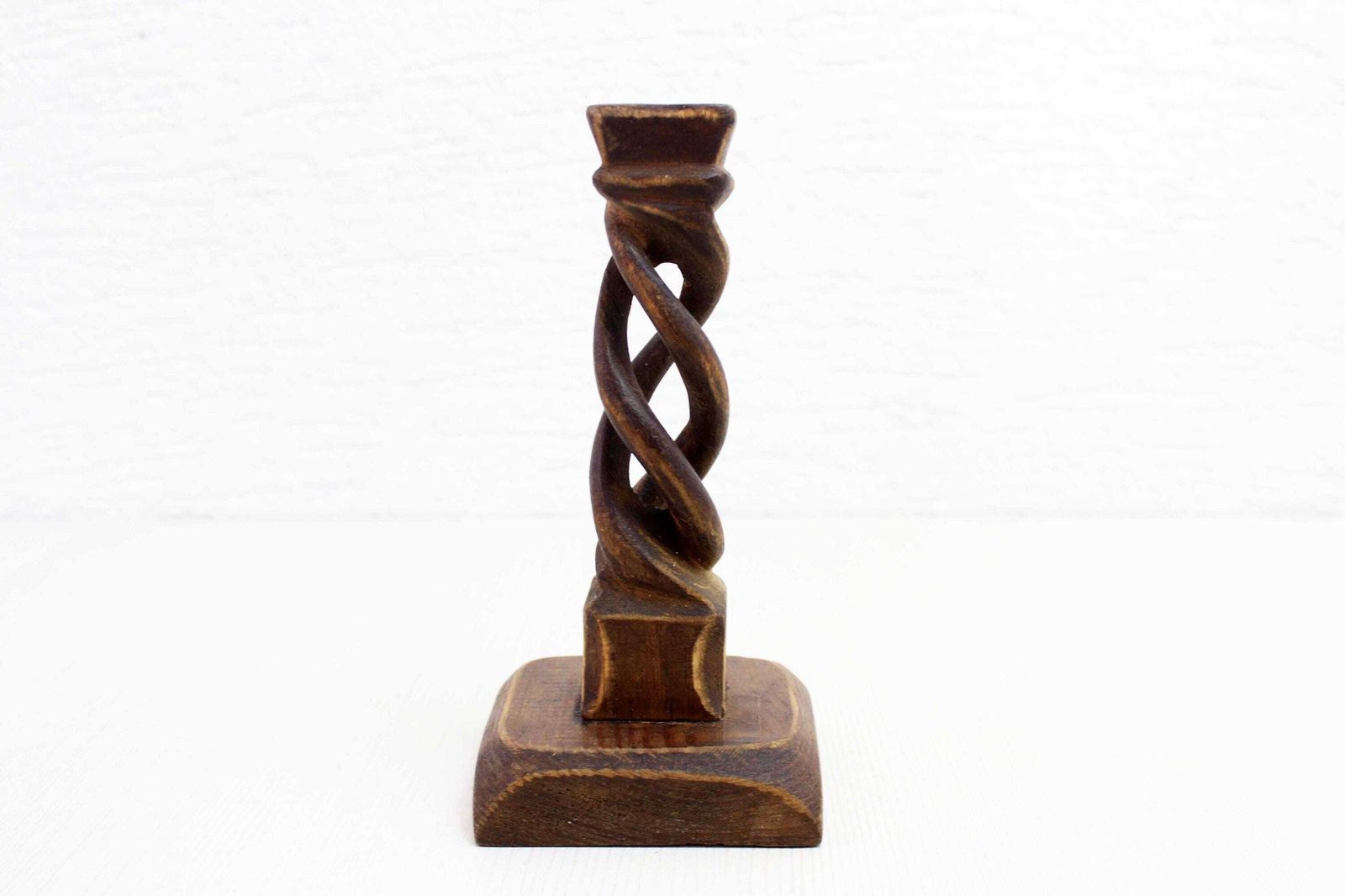 Elegant Handcrafted Turned Wooden Candle Holder, France 1950 photo for sale