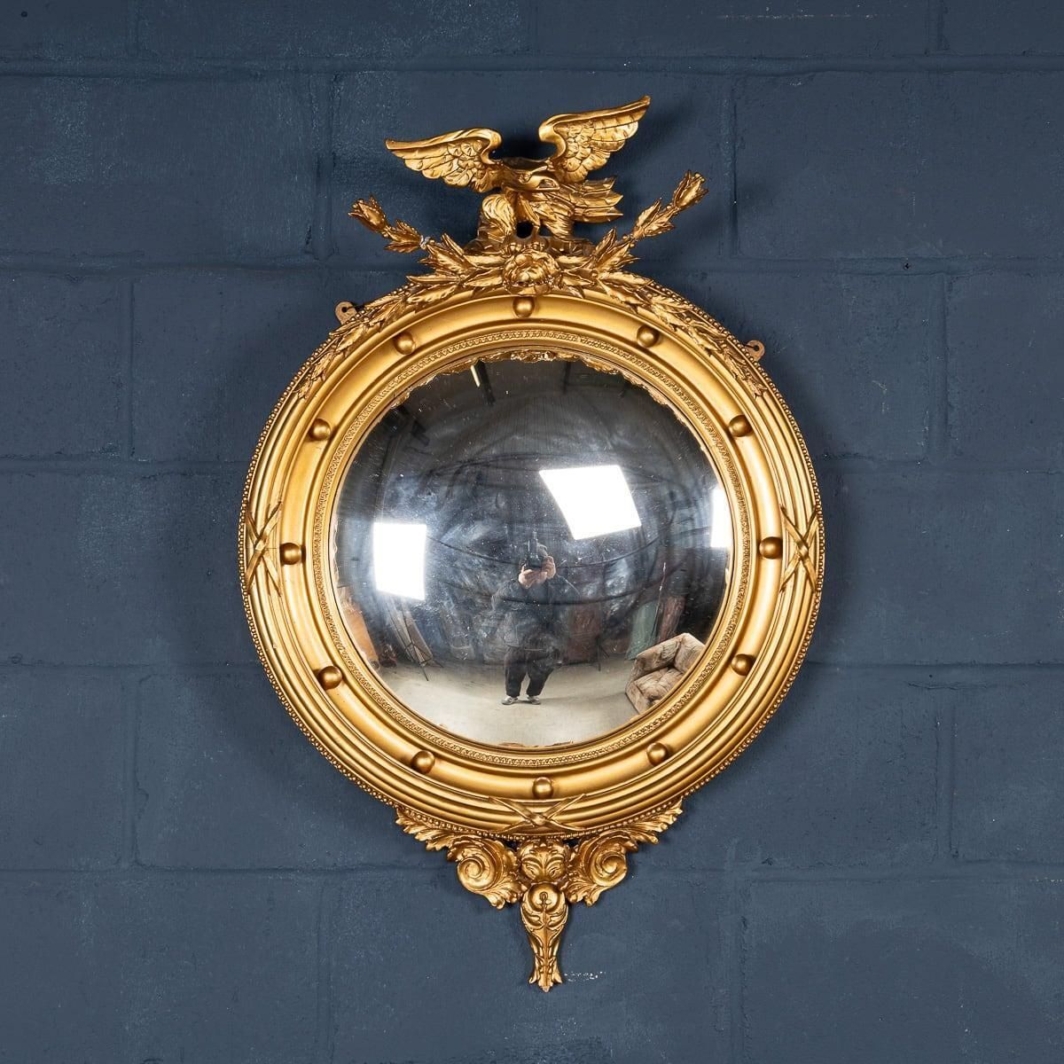 20th Century English Wood & Plaster Framed Convex Mirror photo furniture