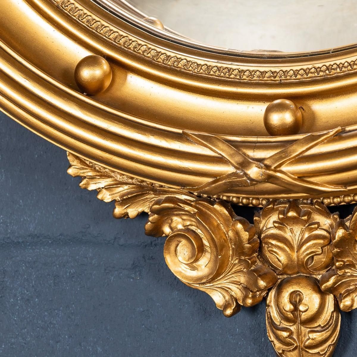 20th Century English Wood & Plaster Framed Convex Mirror photo 1295.0