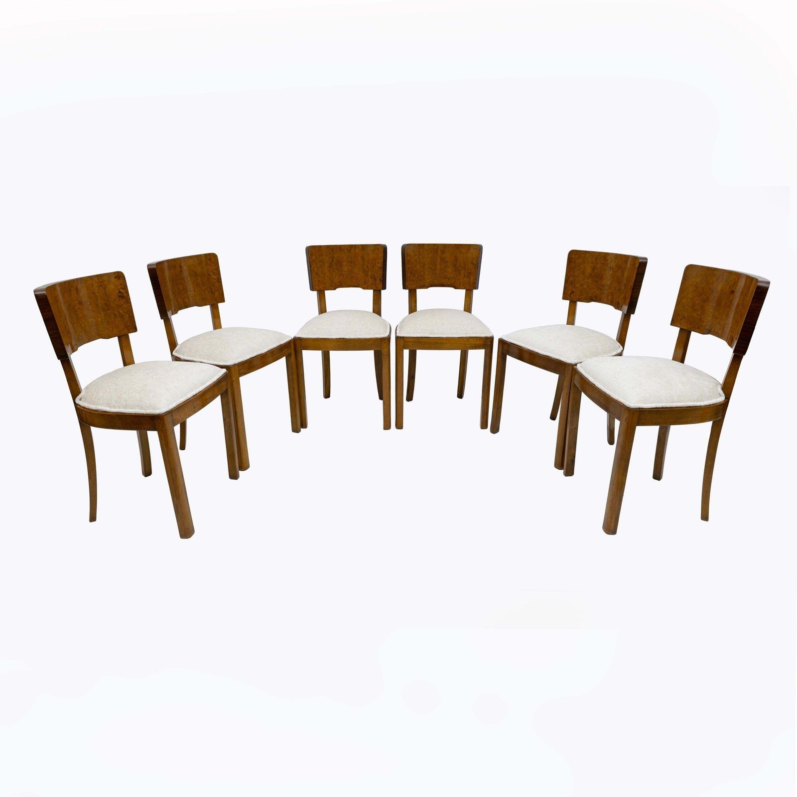 Six Of Art Deco Italian Walnut Dining Chairs, 1930s photo furniture