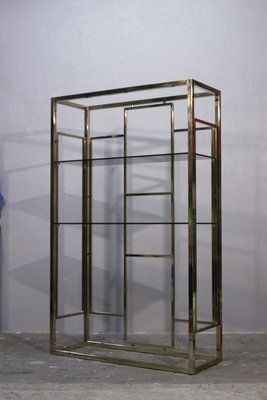 Golden Metal Shelf Attributed To Renato Zevi, Italy, 1970s