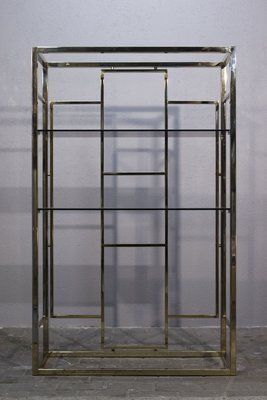 Golden Metal Shelf Attributed To Renato Zevi, Italy, 1970s photo Furniture