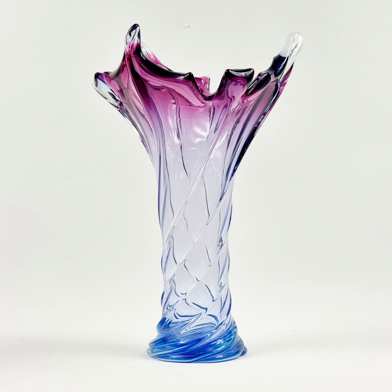 X L Mid Century Murano Glass Twisted Vase From Fratelli Toso, Italy, 1960s photo furniture
