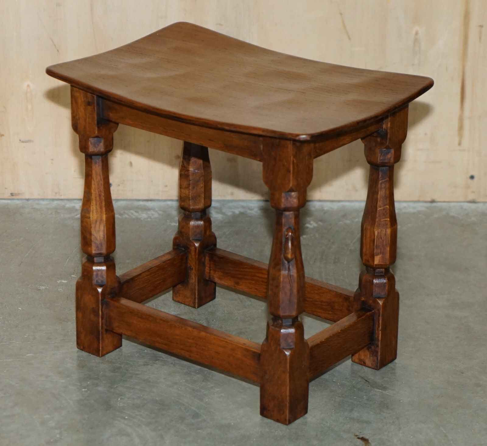 photo vintage Fine Pair Of Rtestored Original 1930's Burr Oak Robert Mouseman Thompson Stools