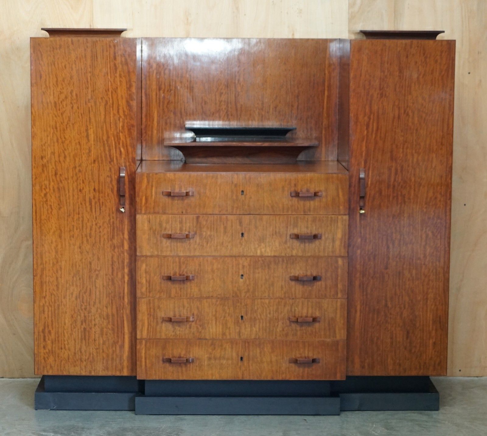 Original Antique Art Deco Cir 1920's Double Wardrobe Chest Of Drawers Compendium photo furniture