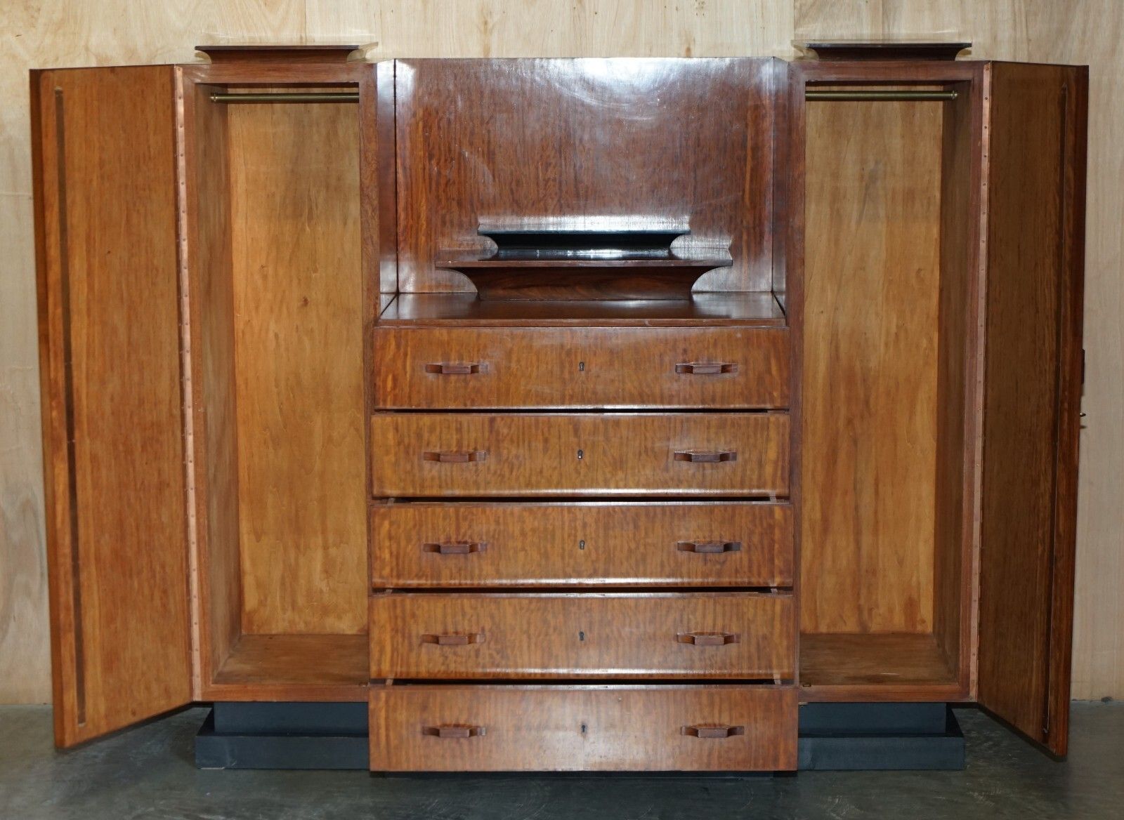 2850.0 Original Antique Art Deco Cir 1920's Double Wardrobe Chest Of Drawers Compendium photo