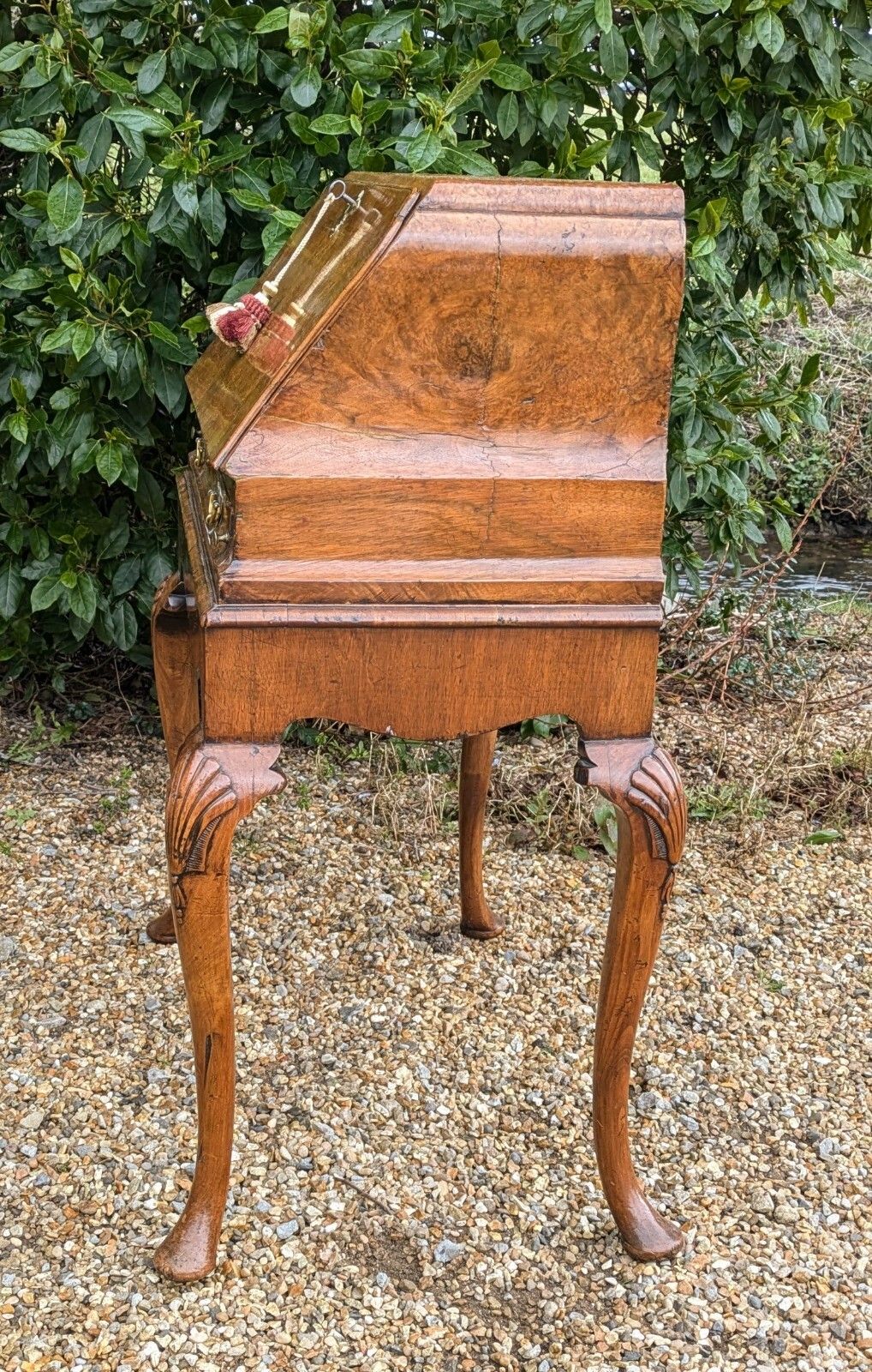 photo for sale George I Style Burr Walnut Bureau On Stand Desk
