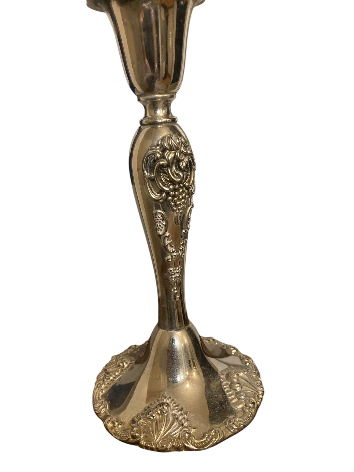 A Pair Of Silver Plated Godinger Baroque Style Candle Holders photo for sale