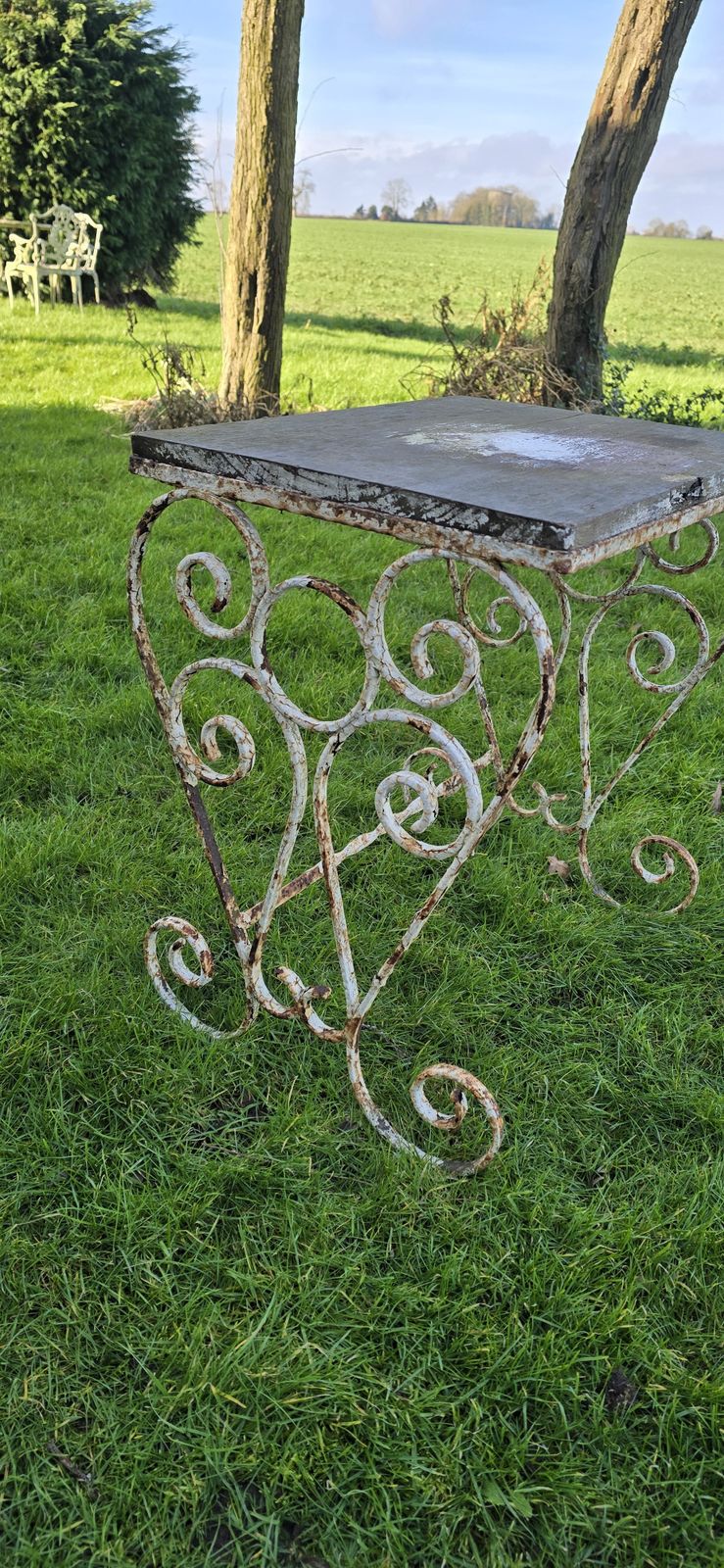 Antique Strapp Work Garden Table photo for sale