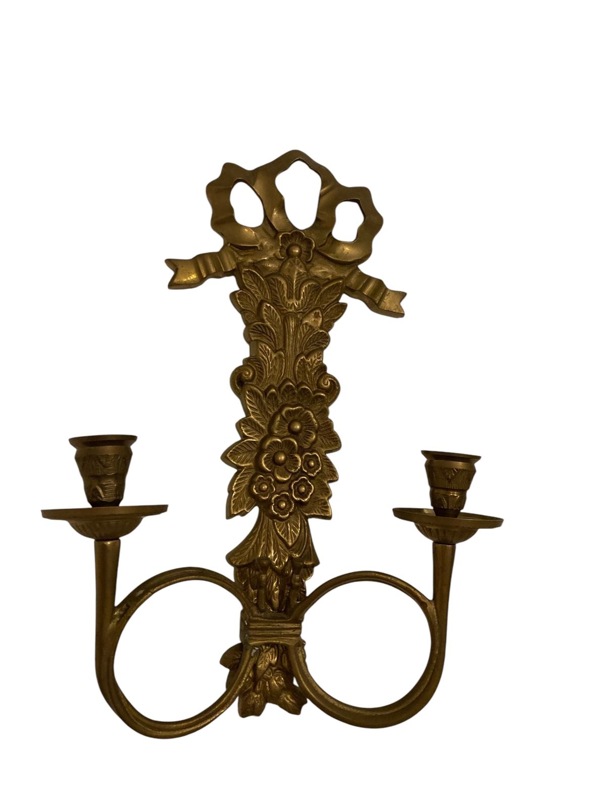 195.0 Pair Of Italian Brass Wall Sconces, Candelabra photo
