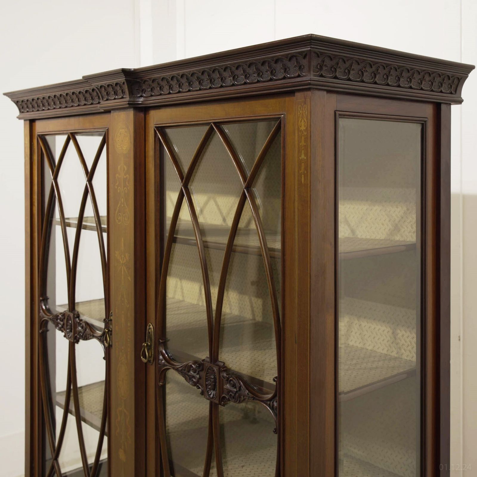 Edwardian Sheraton Display Cabinet Mahogany Inlay 1900 photo Furniture