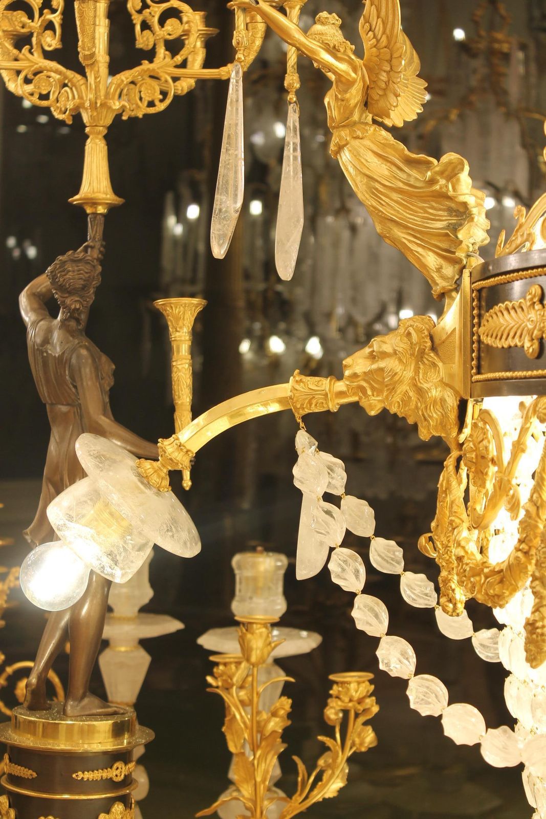 Large Beautiful Gasolier Bronze & Rock Crystal French Chandelier With 36 Lights photo Lighting