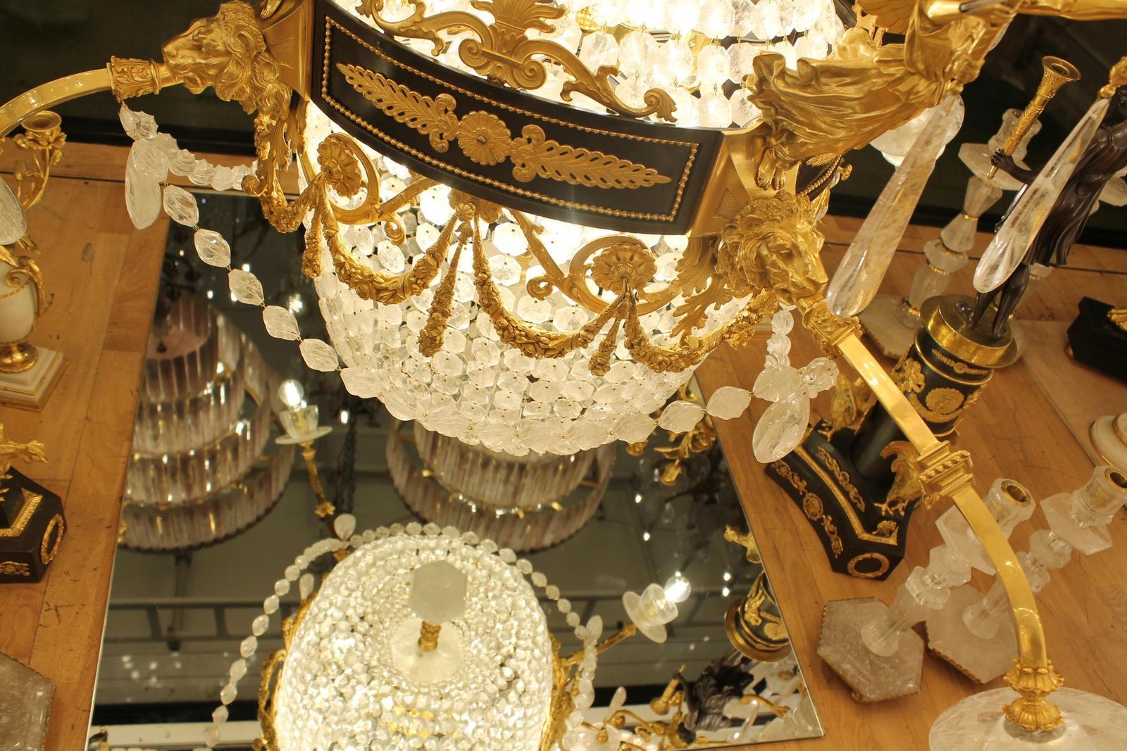 Large Beautiful Gasolier Bronze & Rock Crystal French Chandelier With 36 Lights photo 50000.0