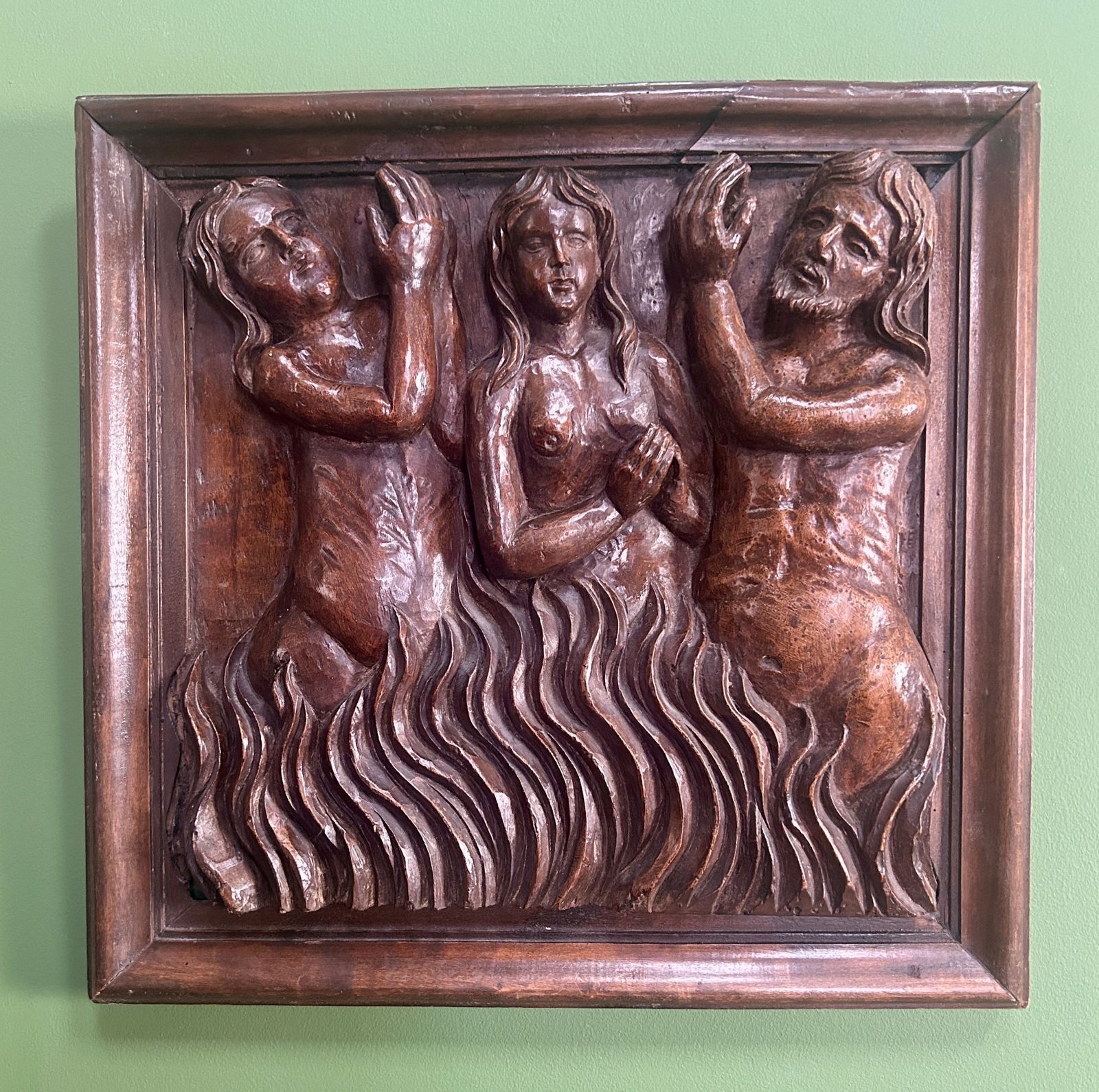 15th / 16th Century Italian Walnut Panel Carving Of Religious Souls In Purgatory photo 1895.0