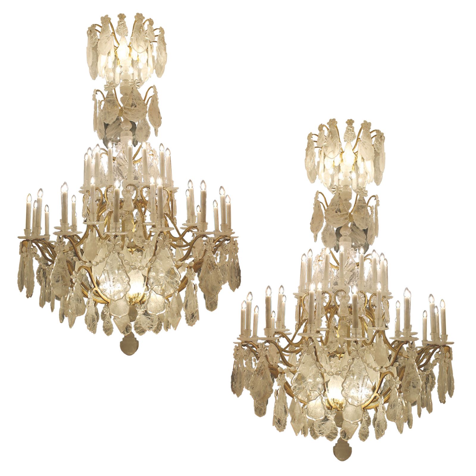 Unique Single   Imposing Rock Crystal Louis XV Style Cage Chandeliers H300cm W180cm photo for sale