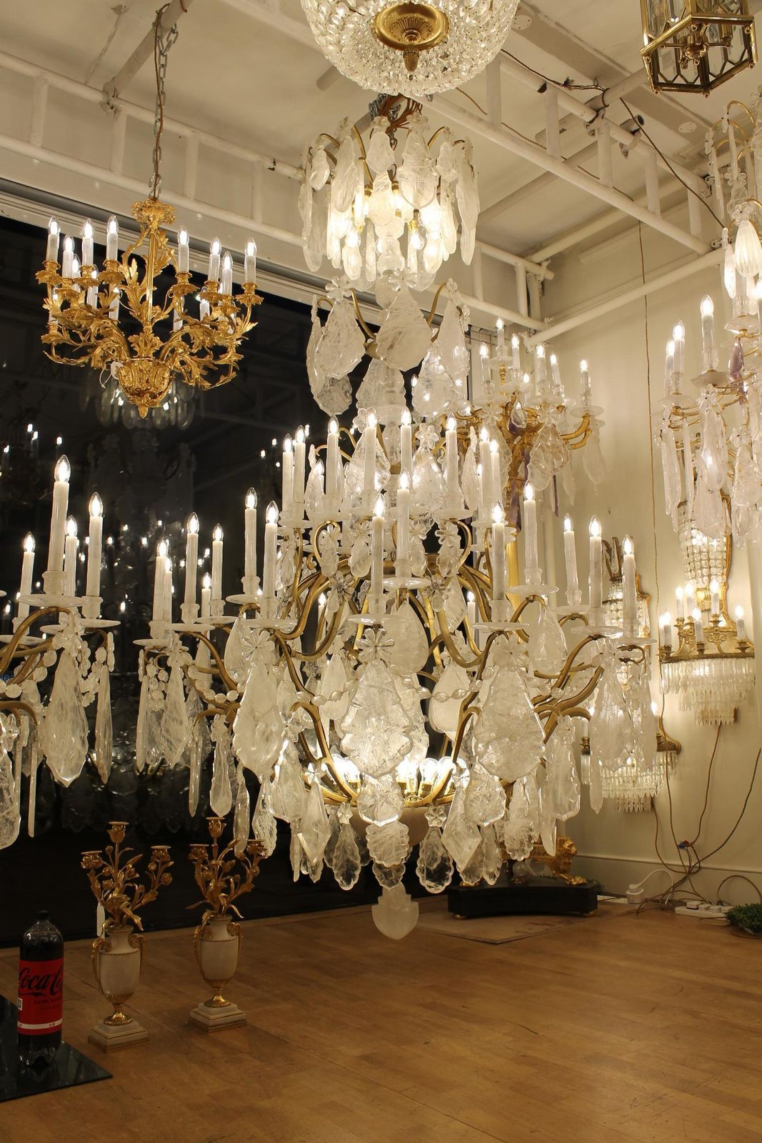 photo buy Unique Single   Imposing Rock Crystal Louis XV Style Cage Chandeliers H300cm W180cm