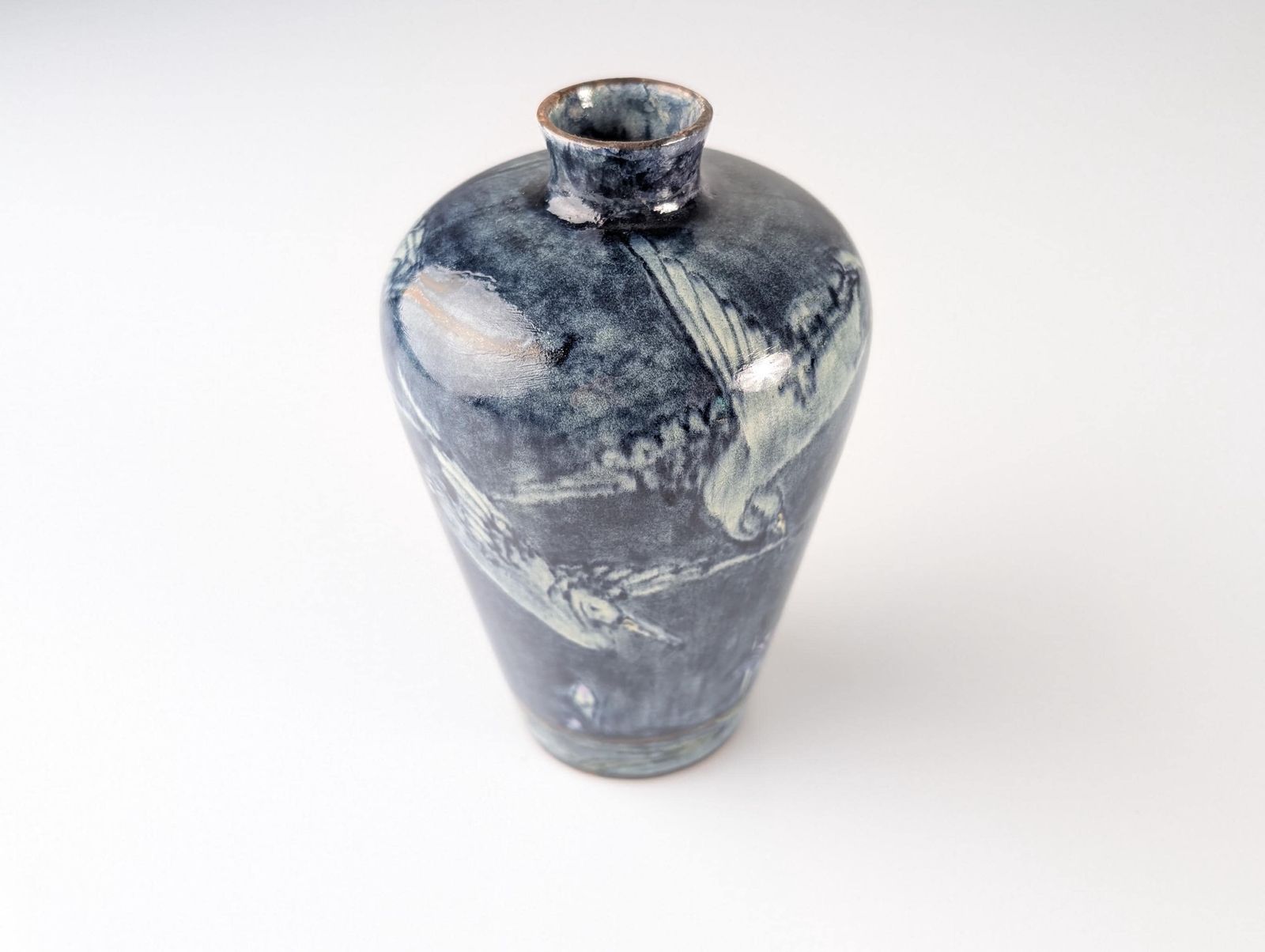 Art Nouveau Vase With Herons And Flowers On The Lake By J.W. Mijnlieff, Fayence Holland Utrecht 1900s photo furniture