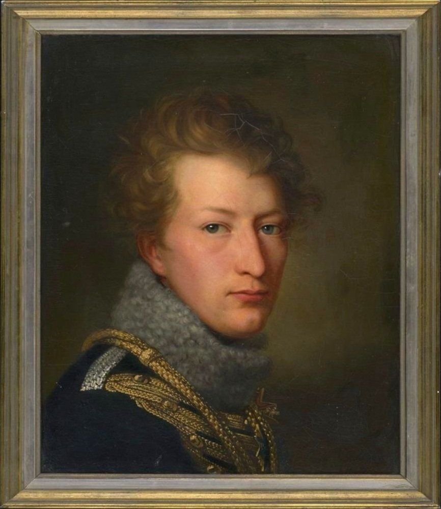 Oil Painting Of Prussian Hussar Officer By August Von Der Embde 1817 photo furniture