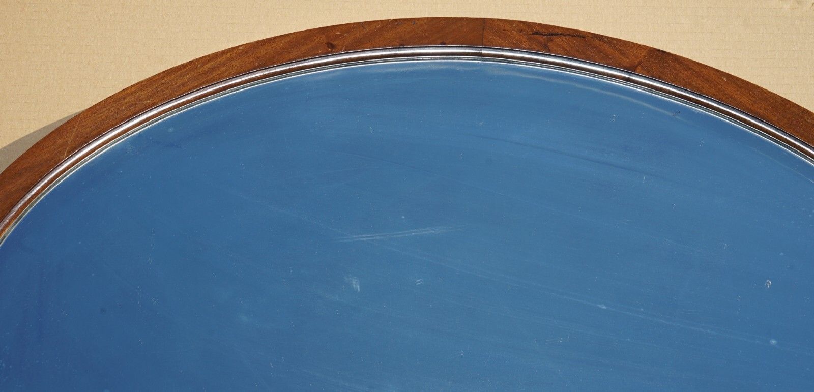Sublime 1920's Art Deco Mercury Plate Venetian Mahogany Framed Oval Mirror photo 650.0