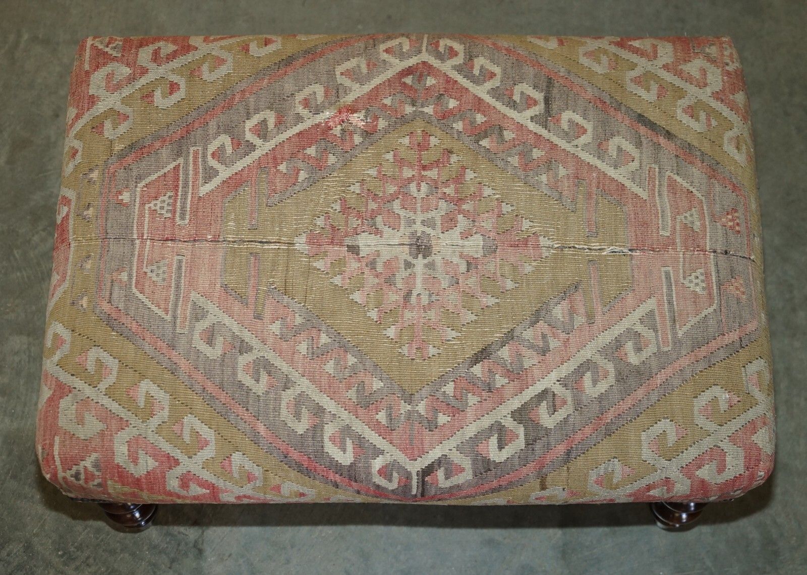 Original Vintage George Smith Kilim Upholstered Foorstool For 2 People To Share photo Furniture