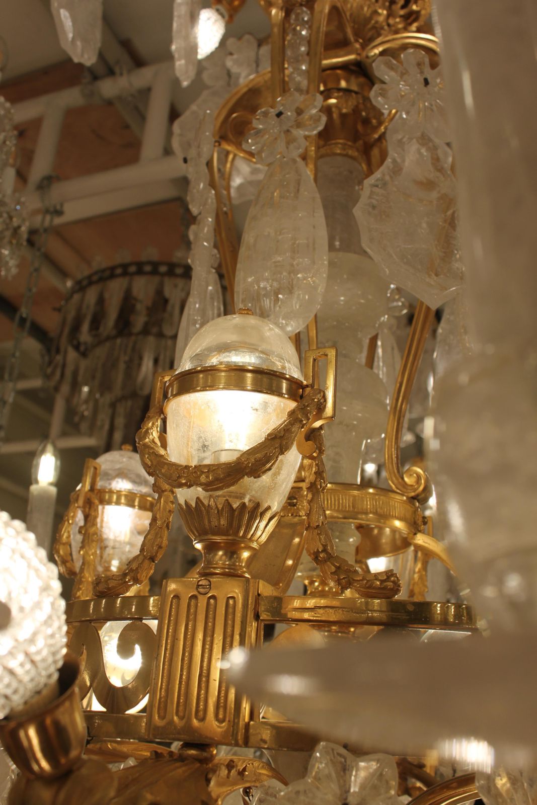 19th Century French Bronze And Rock Crystal Chandelier Candles 12 photo for sale