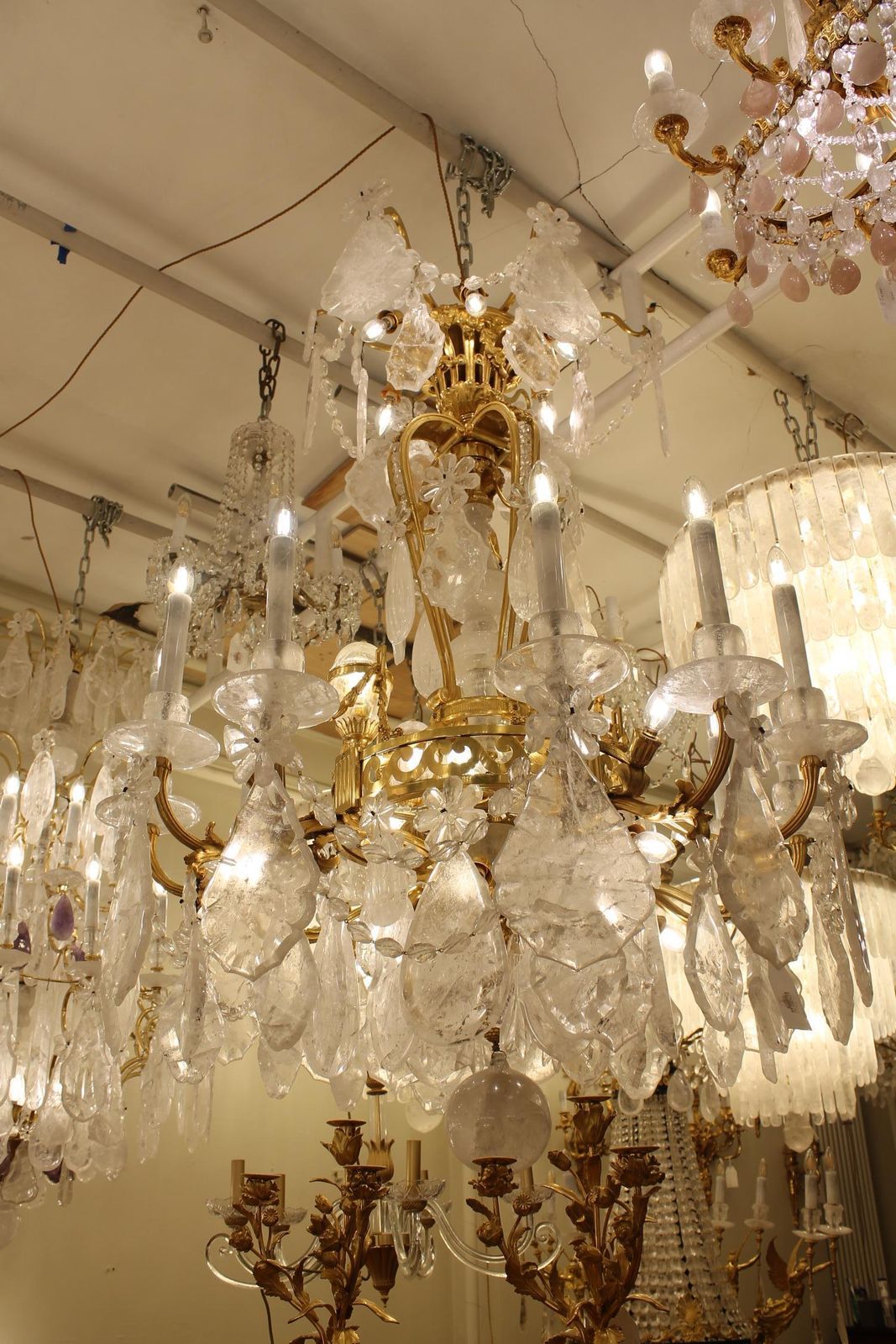 19th Century French Bronze And Rock Crystal Chandelier Candles 12 photo 70000.0