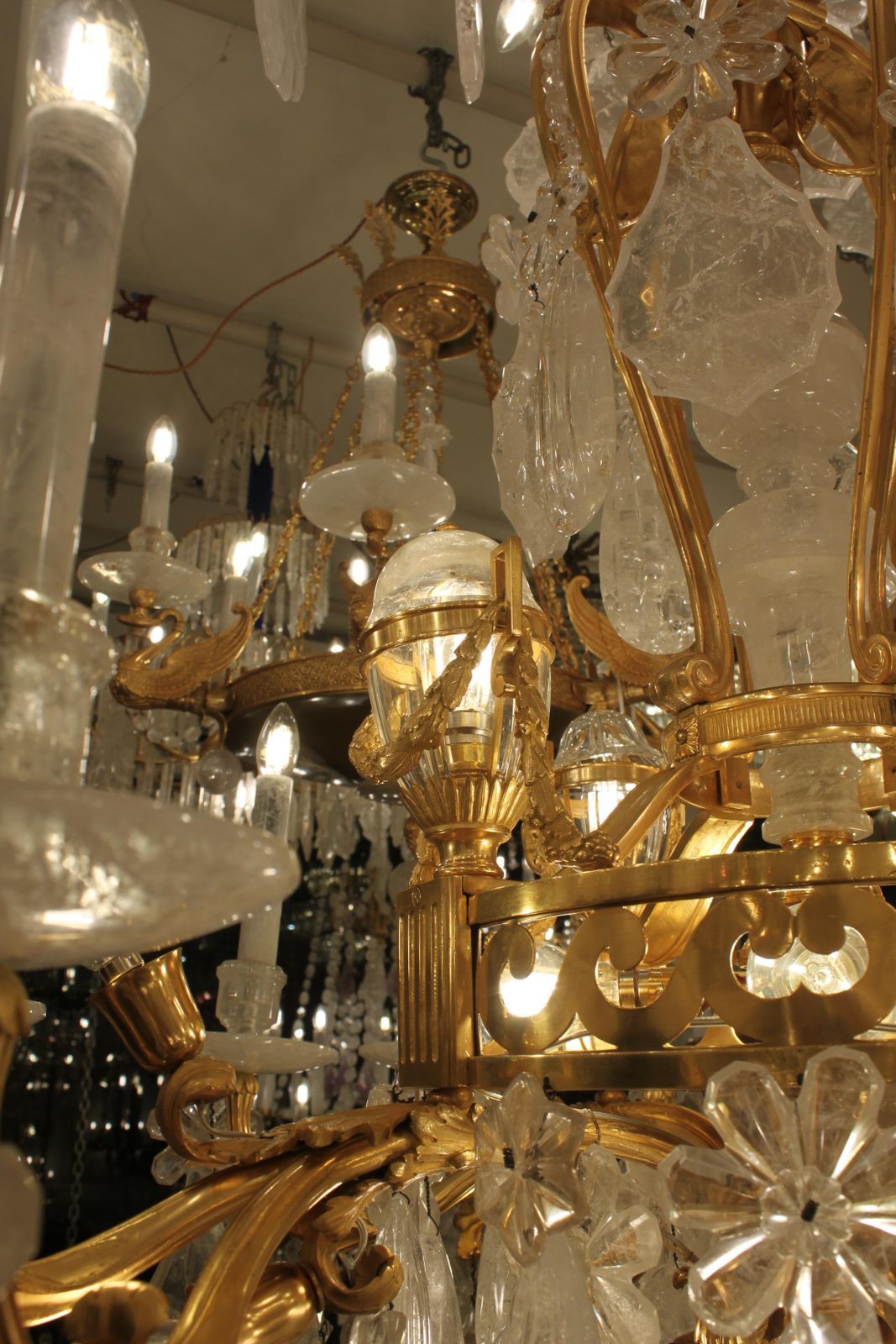 19th Century French Bronze And Rock Crystal Chandelier Candles 12 photo vinterior